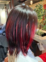 エイム ヘア デザイン 町田店(eim hair design)&nbsp;レッドハイライト/ミディアムレイヤー/デザインカラー/ツヤ髪
