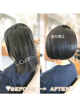 ラブクロムトーキョー オモテサンドウ(LOVECHROME OMOTESANDO) 黒髪ストレートボブ☆縮毛矯正☆髪質改善トリートメント
