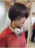 ショートボブ/小顔/マッシュショート/黒髪/グレージュ/原宿