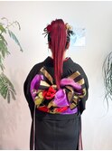 成人式ヘアアレンジヘアセットストレートポニー