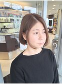 ブリーチなしダブルカラーナチュラルベージュブラウンミニボブ