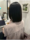 ミディアムストレート/縮毛矯正/美フォルム/きりっぱなしボブ