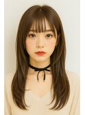 顔周りレイヤーカットミディアムセミロング10代20代30代