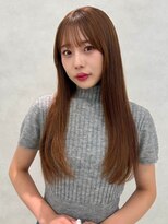 エジョン 三鷹店(Aejon)&nbsp;顔まわりレイヤーカット姫カットレイヤーアプリコットオレンジ