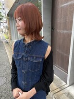 クプラ(Qpula) オレンジベージュ+ミディアムウルフカット/レイヤーカット/大濠