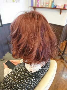 TTM ヘアーファクトリー(TTM hair factory) ハイトーンコーラルピンク+ボブ