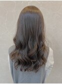 小顔セミウェットウェーブピンクベージュハイライトカラー