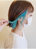 インナーカラーアクアグリーン×ボブ