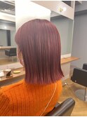 ピンク オレンジ 暖色 カシス 切りっぱなし ボブ ブリーチ 三宮