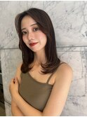 韓国前髪顔周りロング×インナーグレージュ[心斎橋/髪質改善]
