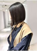 黒髪前下がりボブ タッセルボブ 切りっぱなし髪質改善ストレート