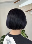 ラベンダーカラー ボブ 大人ボブ 暗髪ボブ ブリーチなし 堀江