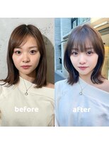 ナチュラル小顔前髪あり後れ毛サイドバング結べるボブくびれヘア