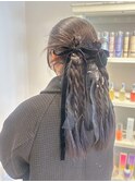 ヘアセット三つ編みアレンジ