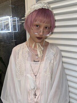 レコ(LECO) マッシュショートボブカットハイトーンベイビーピンクカラー