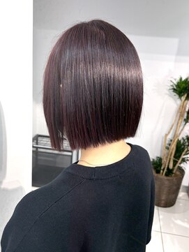ヴェイン 渋谷(vain) ボルドーラベンダー前下がりボブ