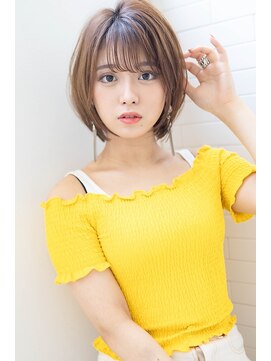 クラン(clan) ひし形ショート前髪大人かわいいココアブラウンフリンジウェーブ