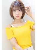 ひし形ショート前髪大人かわいいココアブラウンフリンジウェーブ