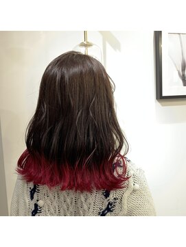 ムーン(moon) #ミディアムヘア#斜めバング#グレージュカラー