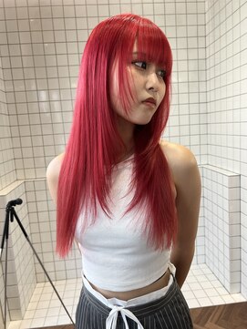 スタニング 渋谷(STUNNING.) レイヤーカット　落ちる赤　ケアブリーチ