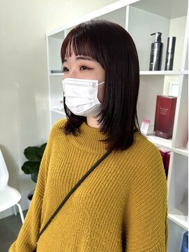 キートス 高知店(kiitos) 顔周りレイヤー/ミディアムヘア/ピンクブラウンカラー