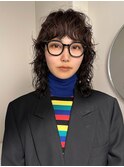 デジタルパーマレイヤーカット顔周り前髪ミディアムロング/渋谷