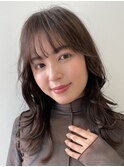 ミディアムボブ/面長/前髪あり/絶壁解消/30代/40代/50代/くびれ