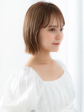 カバーヘア ブリス 上尾西口店(COVER HAIR bliss) ミストバングミルクティーカラーくびれボブ//上尾20代30代40代