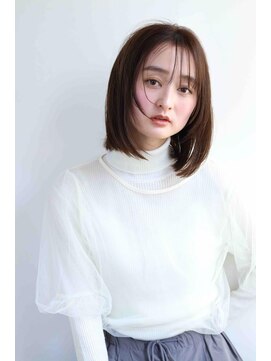 ムウ 難波(MOU) ボブクールショート前髪イメチェンピンクベージュ30代40代50代