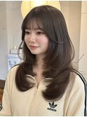 韓国風/レイヤー/前髪カット/オリーブ/透明感/ハッシュカット