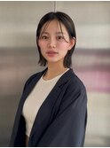 前髪なし外ハネボブ骨格ひし形レイヤーカットイメチェンミディ