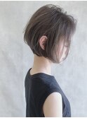 ハッシュカットフルバング似合わせカットレッドブラウン20代30代