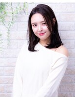 ヘアーアートシフォン 池袋西口店(Hair art chiffon) ミディアムヘア斜めバンクグレージュカラー