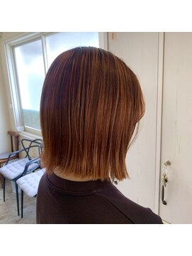タヒエ(tahie) #切りっぱなしボブ　#オレンジブラウン　#ボブ