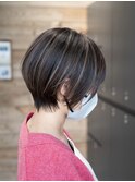 ハイライトカラー/ショートボブ/アッシュグレージュ