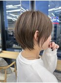 魅力倍増カールシアーカラーショートヘアダークアッシュ