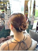 カチモリ 金箔 ラメ お呼ばれヘア タイト