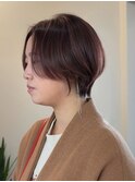 大人上品/ハンサムショート/丸みショート/ピンクブラウン