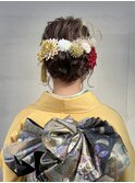 結婚式参列ヘアセット編みこみ二次会シニヨンヘアセット/今枝