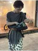 センターパートパーマ