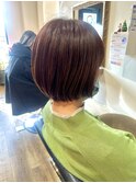 ショートボブ×ピンクブラウン