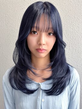 リアラバイアルティナ 船橋店(Liara by artina) ハッシュウルフシアーバングネイビーネイビーブルーB7