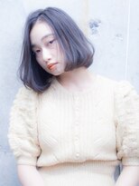 メノン 茨木店(Menon)&nbsp;ネイビーカラー×小顔センターパートボブ×黒髪