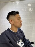 ツーブロックツイストパーマビジネスかき上げフェードS98