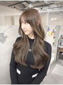 《レイヤーロング》韓国ヘア似合わせカットグレーベージュ