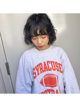 ラル(Lull) 【ボブパーマ×アッシュブラック】前髪パーマ/ブルーグレージュ