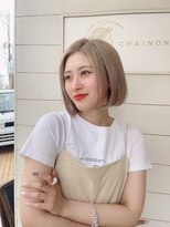 アミュレ(Amule)&nbsp;ハイトーンホワイトミルクティーカラーミニボブ簡単ヘアスタイル