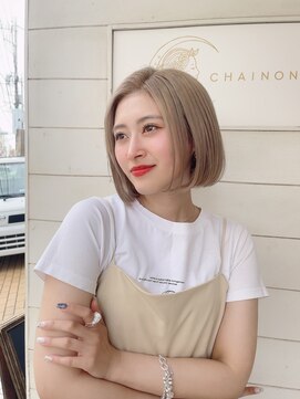 アミュレ(Amule) ハイトーンホワイトミルクティーカラーミニボブ簡単ヘアスタイル