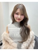 ミルクティーグレージュロングレイヤーヨシンモリ韓国ヘアくびれ