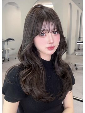 リッカ(LICCA) 【RINA】透明感オリーブグレージュ×韓国風巻き.前髪/顔周り